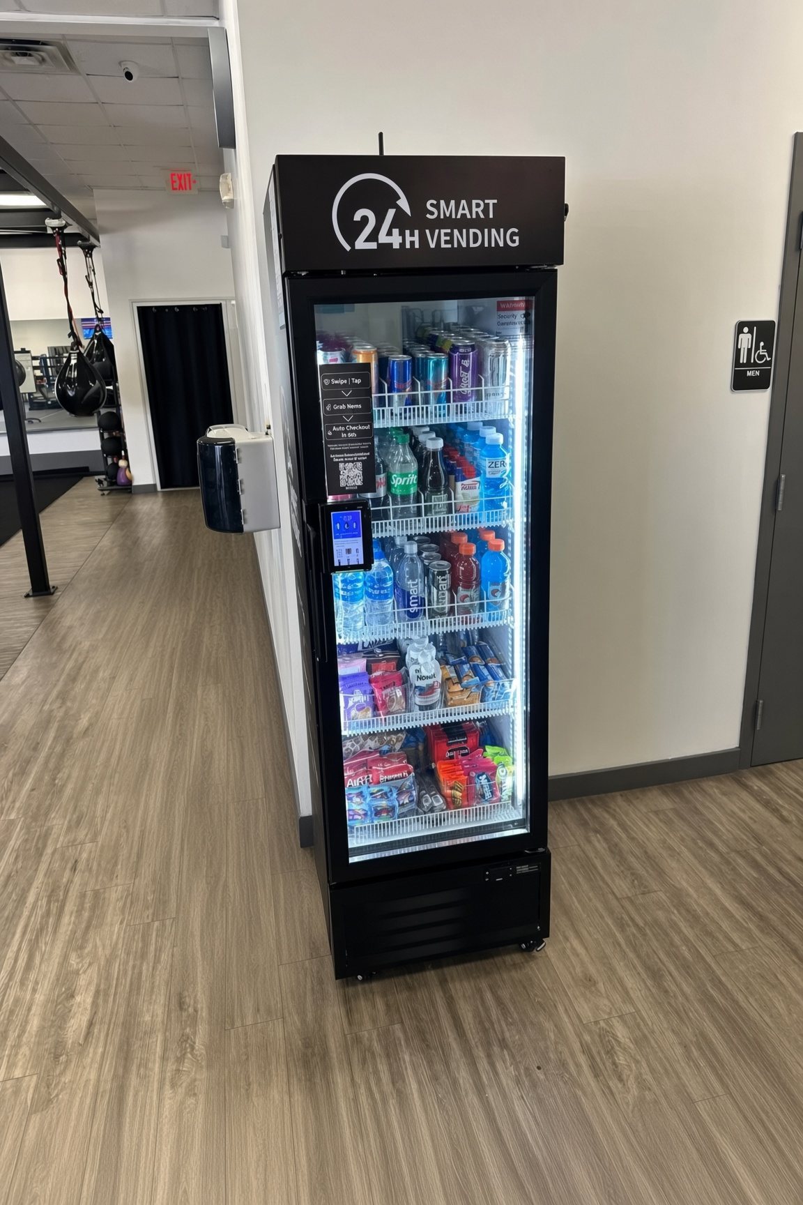 Shane's Treats machine on a gym floor